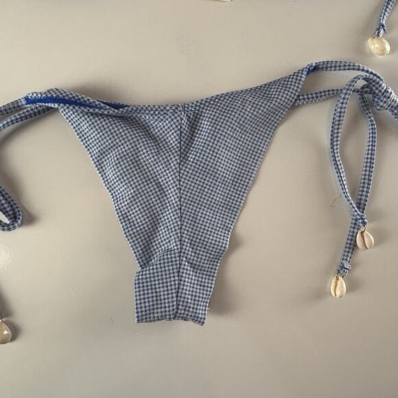 Seamolly Blue White Gingham Check Seashell Tie Sides Bikini Swimsuit XS NWT - Picture 5 of 12